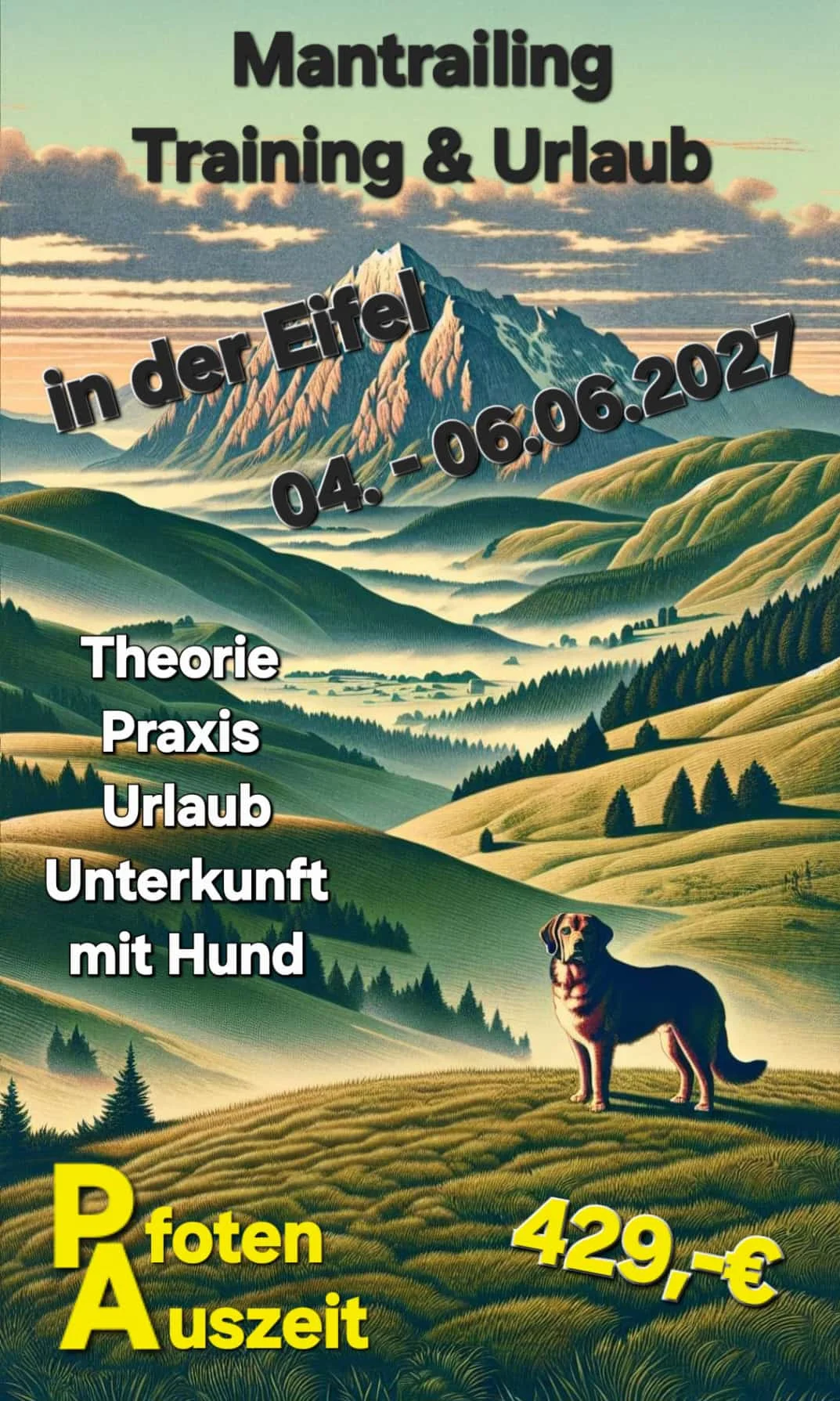 Mantrailing Training und Urlaub in der Eifel vom 04. bis 06.06.2027 mit der Pfoten-Auszeit